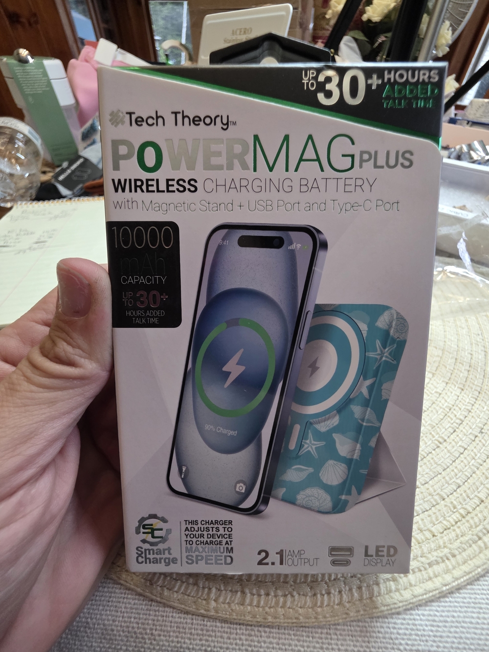 Theory PowerMag Plus Wireless Charging Battery Pack - Teal Sea Pattern